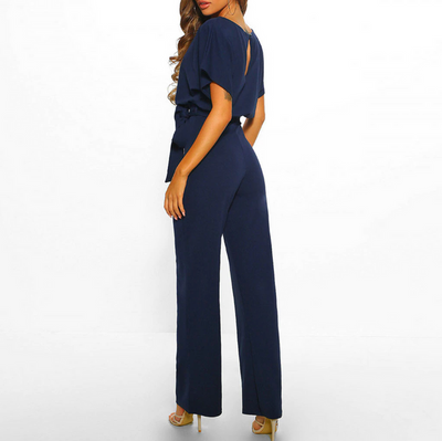 Bequemer langer Jumpsuit mit kurzen Ärmeln für stilvolle Auftritte