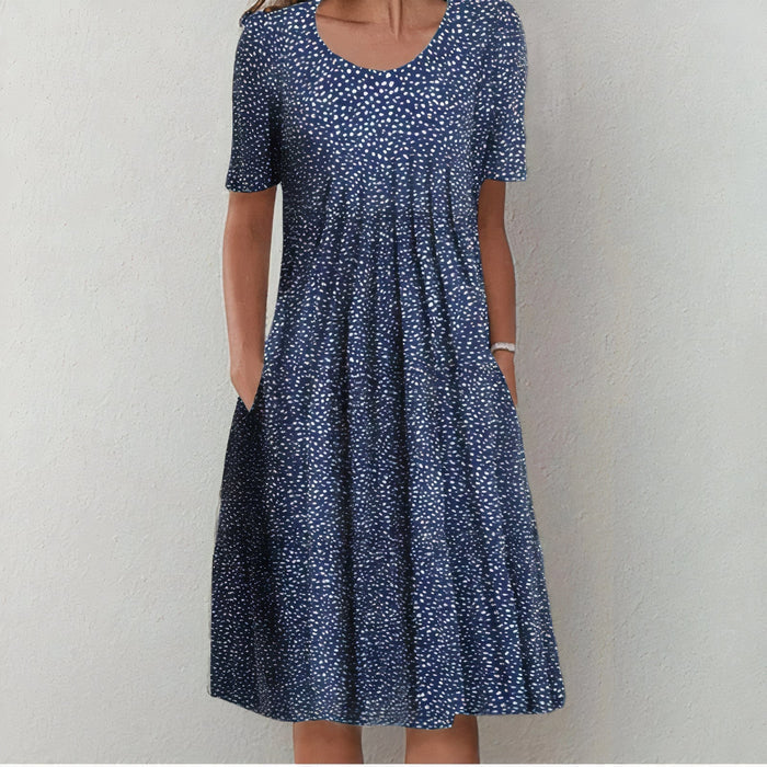 Lässiges Midikleid mit Blumendesign und rundem Ausschnitt