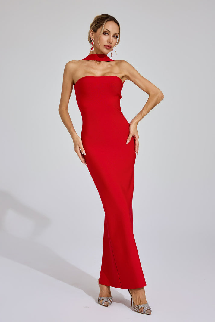 Langes Kleid mit Halterneck und Rückenausschnitt für besondere Anlässe