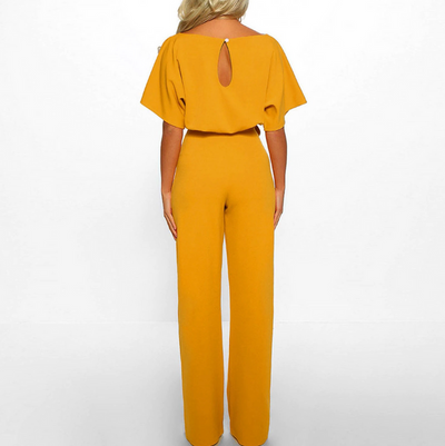 Bequemer langer Jumpsuit mit kurzen Ärmeln für stilvolle Auftritte