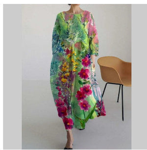 Lockeres Sommerkleid im Boho Stil mit floraler Struktur für Damen