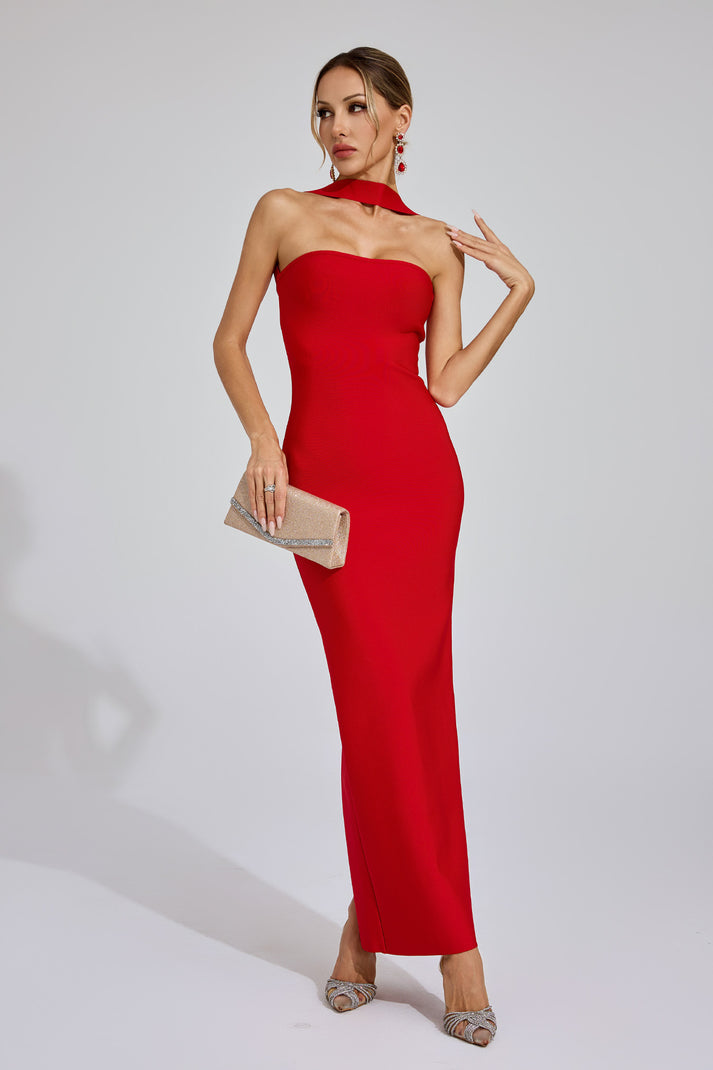 Langes Kleid mit Halterneck und Rückenausschnitt für besondere Anlässe