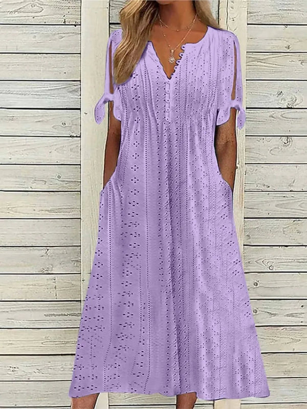Leichtes Sommer Midikleid mit kurzen Ärmeln für sonnige Momente