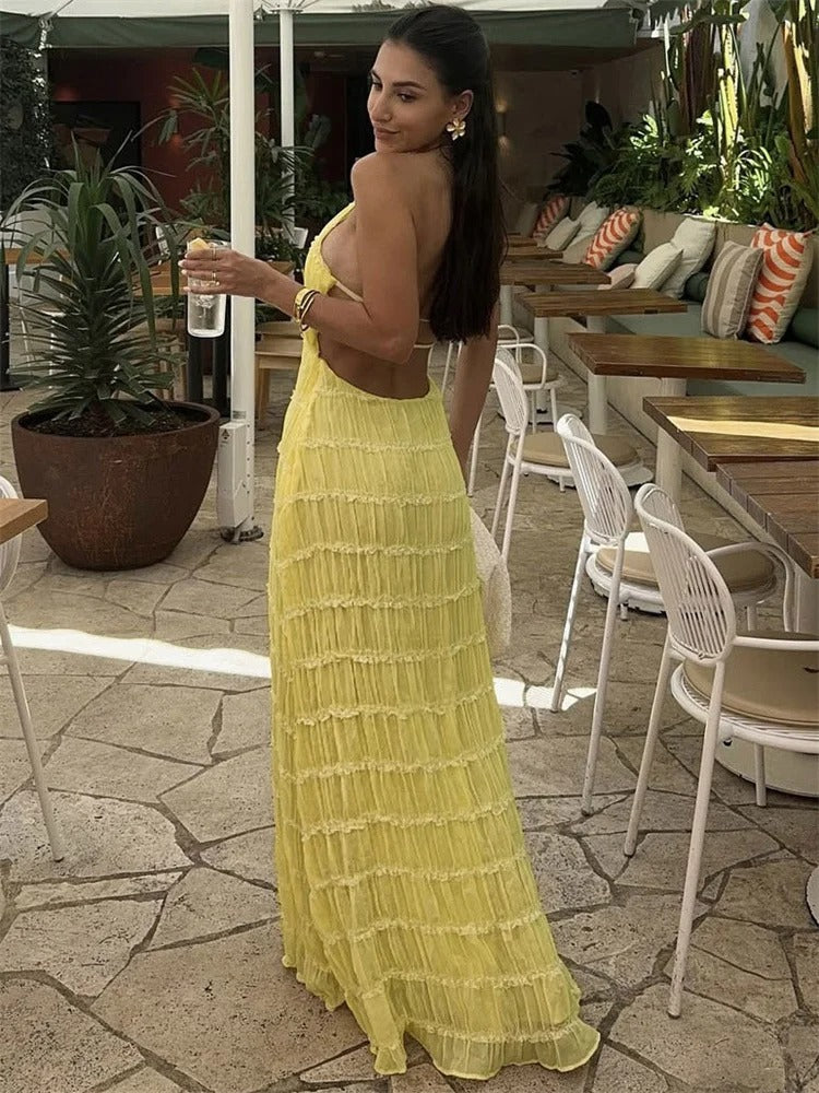 Langes Kleid mit Halterträgern und stilvollem Design für festliche Anlässe