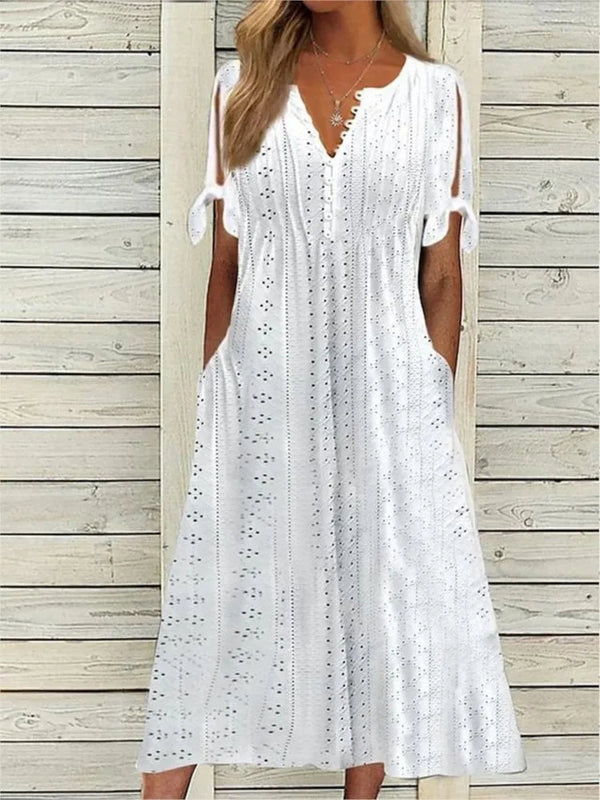 Leichtes Sommer Midikleid mit kurzen Ärmeln für sonnige Momente