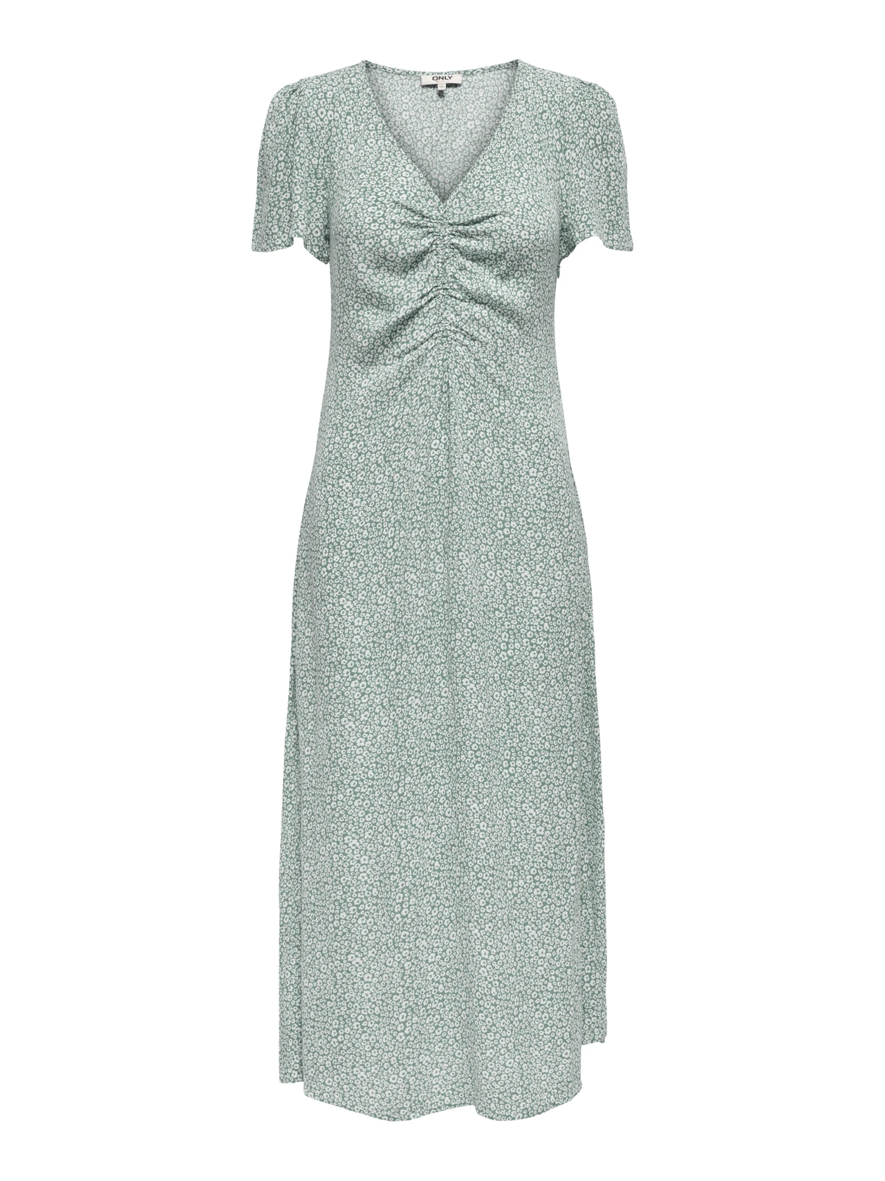 Sommerliches Maxikleid mit Blumenmuster und kurzen Ärmeln