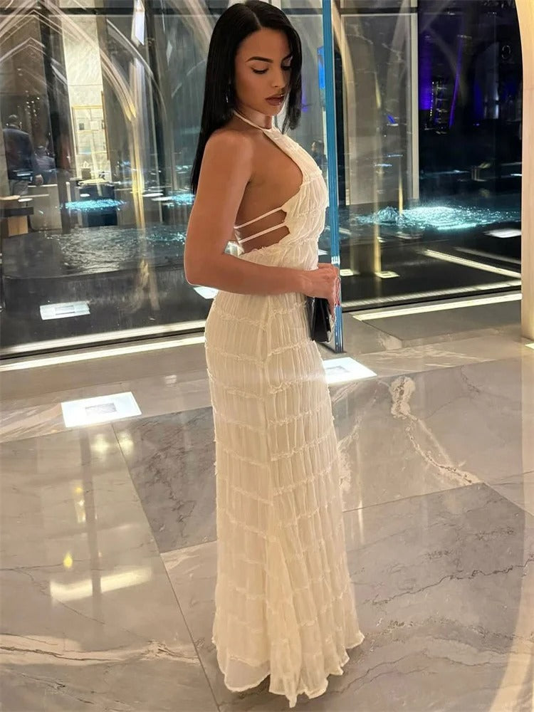 Langes Kleid mit Halterträgern und stilvollem Design für festliche Anlässe