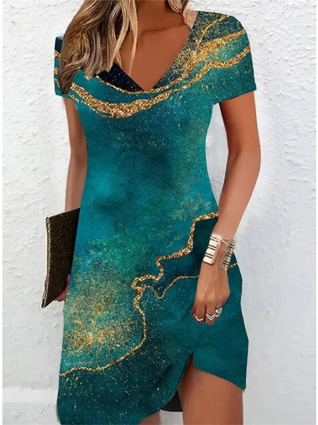Leichtes Sommerkleid mit Print und kurzen Ärmeln für entspannte Tage