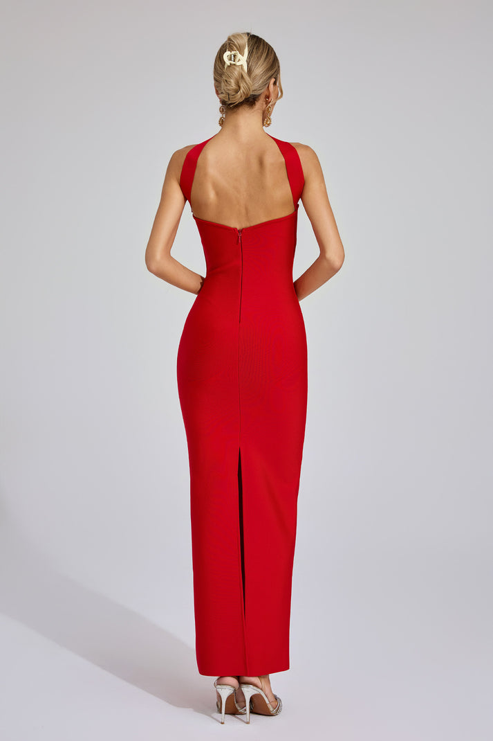Langes Kleid mit Halterneck und Rückenausschnitt für besondere Anlässe