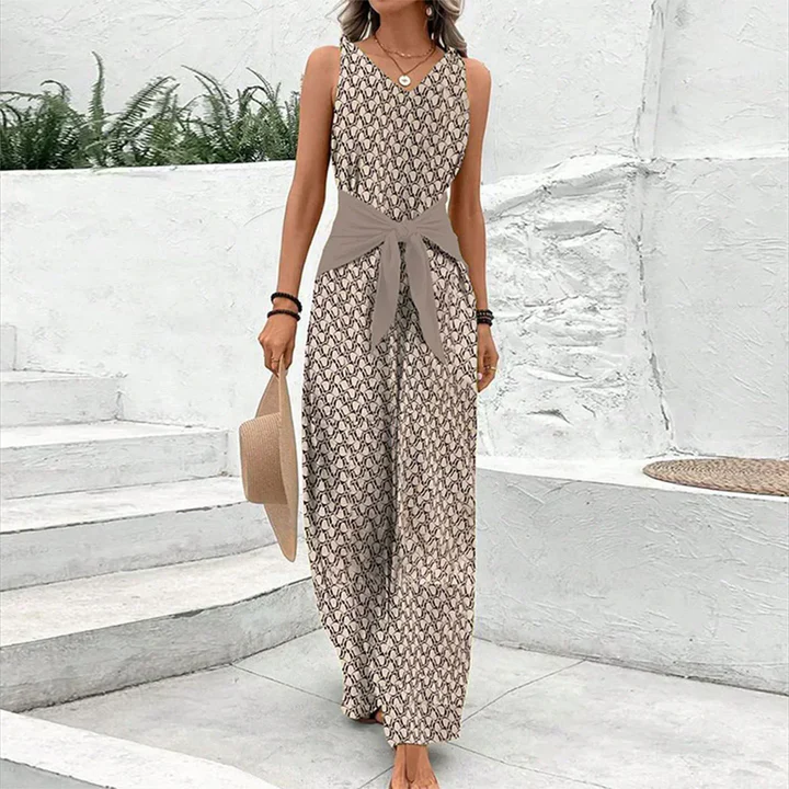Stylische elegante Jumpsuit ohne Ärmel mit weitem Hosenbein