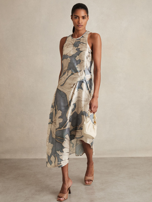 Elegantes Midikleid mit floraler Musterung und ärmellosem Schnitt